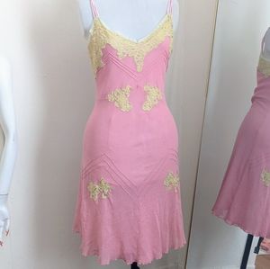 Vintage Betsey Johnson Pink Mesh Slip Dress